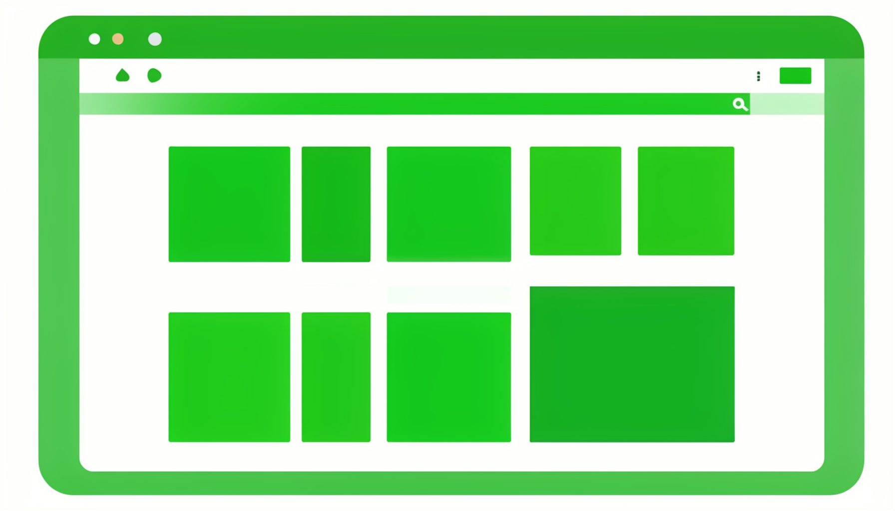 Flat vector illustration of a photo ordering screen with thumbnail gallery in green and white tones