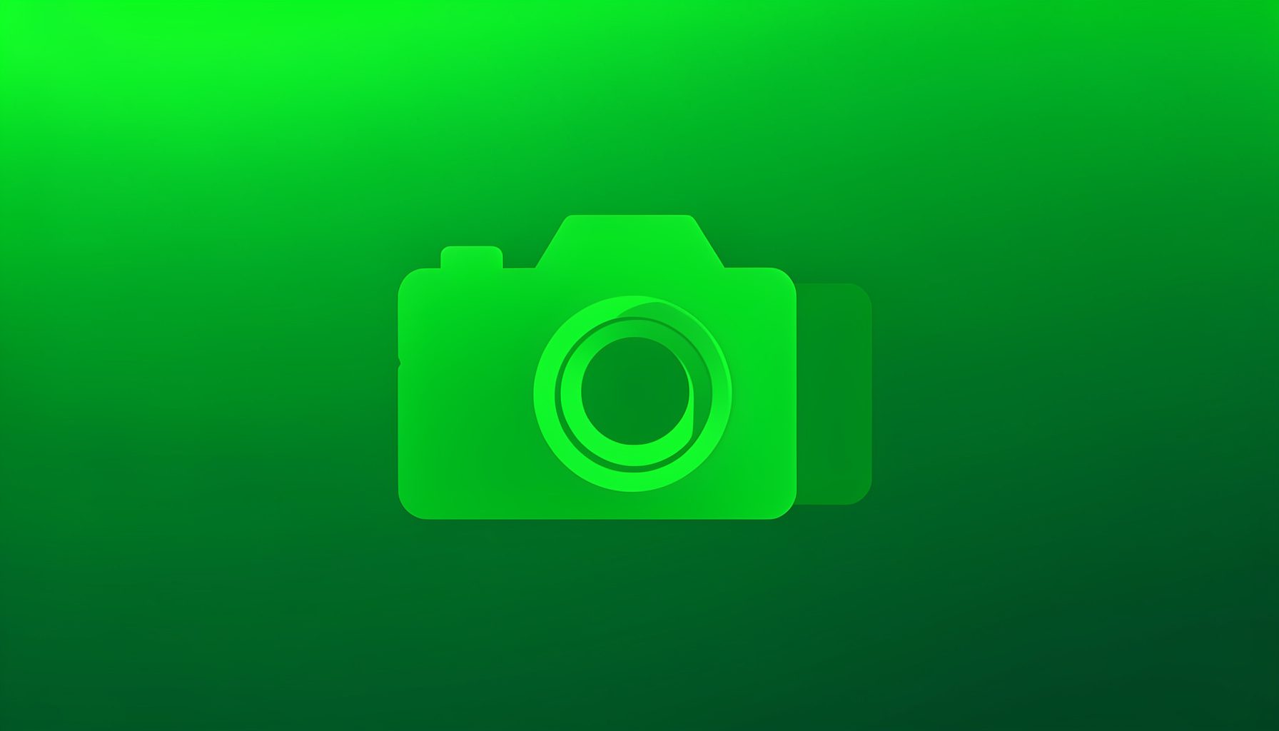 Flat vector illustration of a camera broadcasting icon over a vibrant green and dark green gradient background